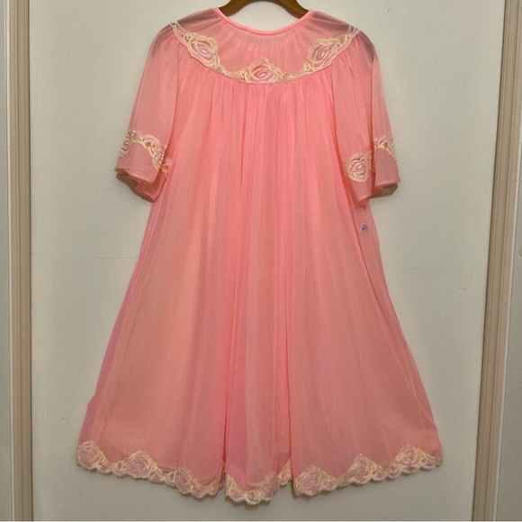 Jenelle of California Small/Med? Fly Away Robe Negligee Vintage Pink/Yellow RARE - Picture 8 of 10